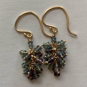 Authentic Faceted Quartz Earrings on 14K Gold